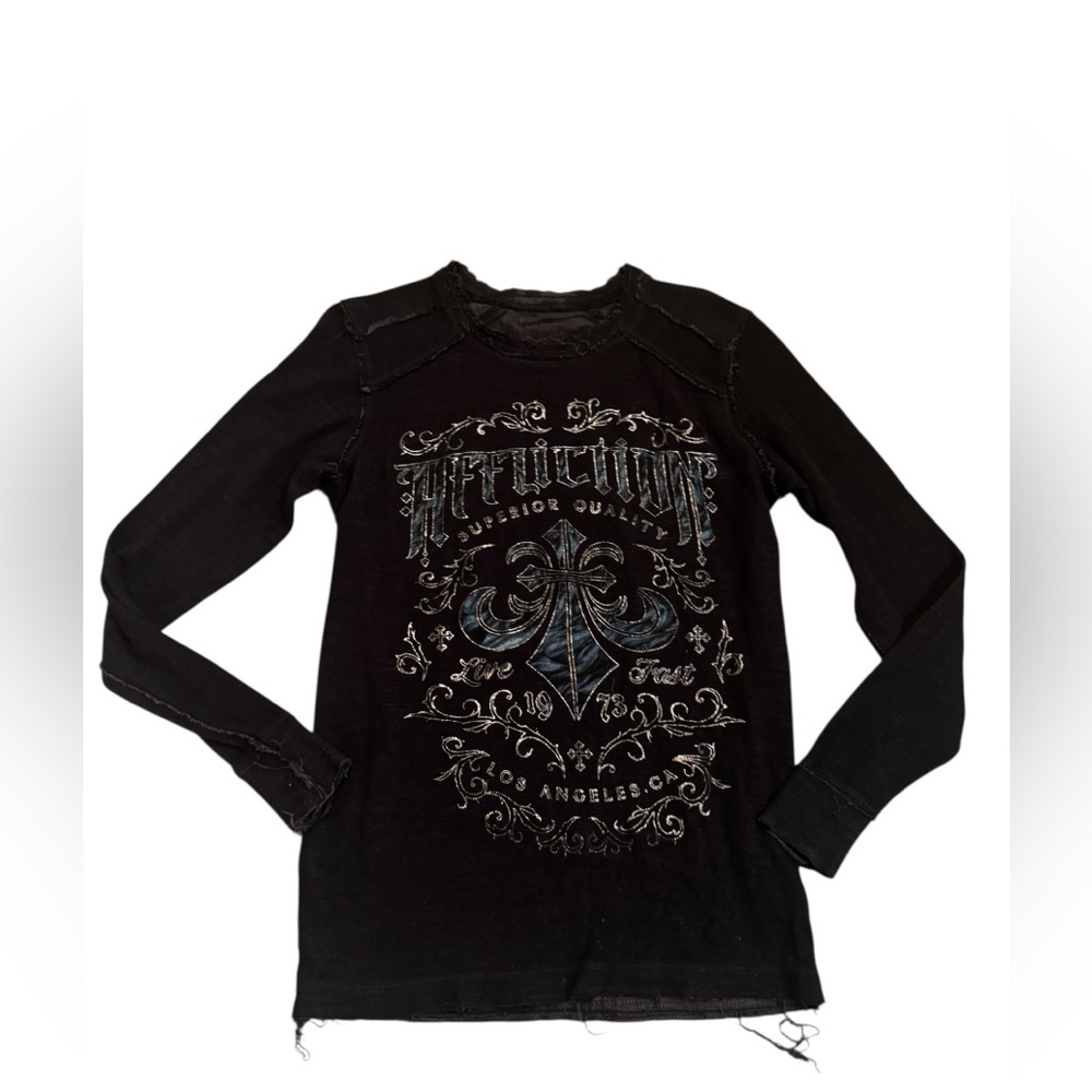 Affliction American Customs Oak Aged Reversible Thermal Med Indian Chief Scull - Picture 4 of 9